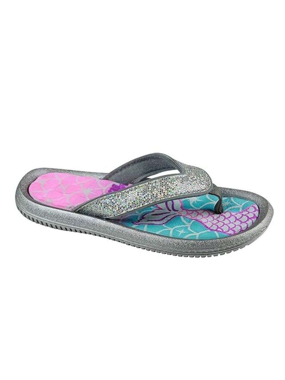 Elli By Capelli Girl's Let's Be Mermaid Pool Slides Flip Flop Silver/Blue Sz 3-4 - Picture 2 of 16